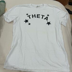 Bella Canvas White T-Shirt with Black "THETA" Star Graphic